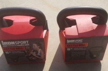 New Pair of 15 lb. Kettlebells By Iron Sport Iron Man