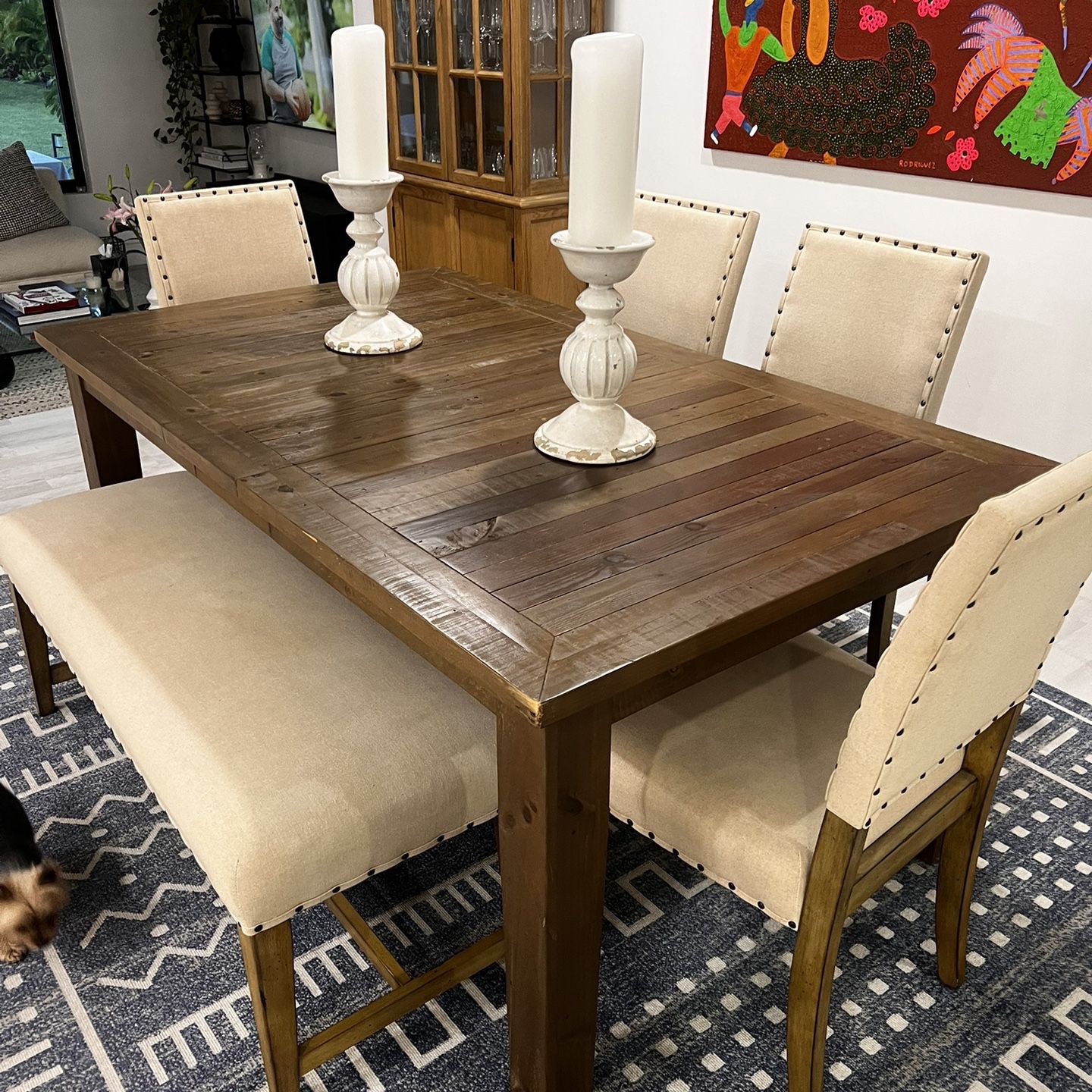 Solid Wood Extendable Dining Table & Chairs