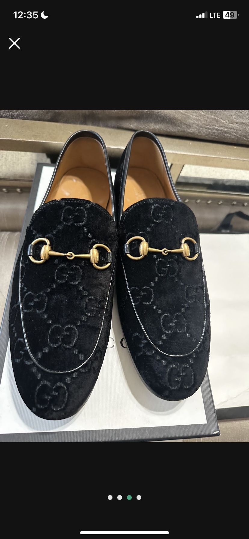 gucci black velvet loafers size 10.5