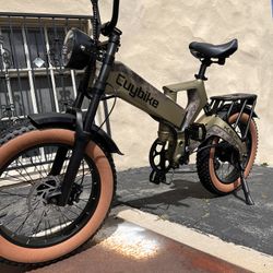 1000 Watt Folding Electric Ebike Hidden 25ah XL Battery, 30mph, 80 Mile Distance 