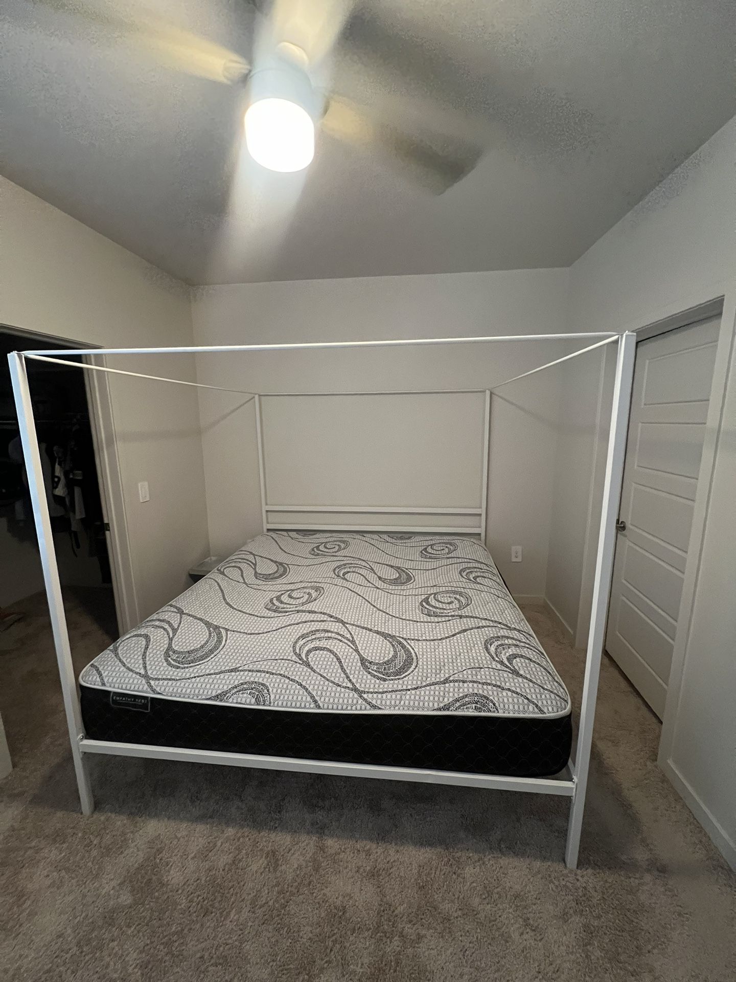 King Canopy Bed + Mattress