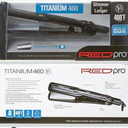 RED Pro Titanium 460 Styler Flat Iron, 1 1/2" for Silk Pressing & Keratin Treatments, Eliminates Frizz, Instant Heat, Auto Shut-Off, Heavy Duty Swivel