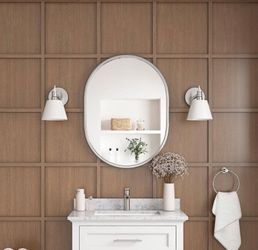 Home Decorators Emmeline Oval Framed Wall Mount Bathroom Vanity Mirror in Chrome