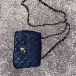 Navy Caviar Flap Bag