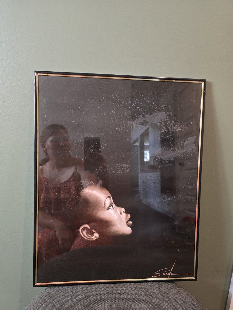 Vintage Black Child Crying Serolé Framed Print