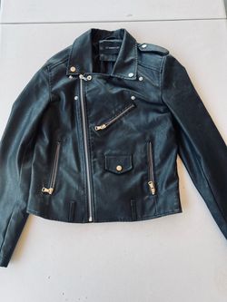 Black Faux Leather Motorcycle Jacket