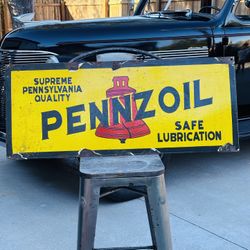 Pennzoil Porcelain Advertising Sign 36 Inches 