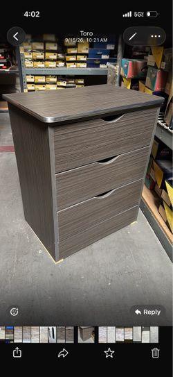 3 drawer nightstand grey