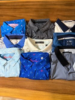 9 gold polo shirts XL