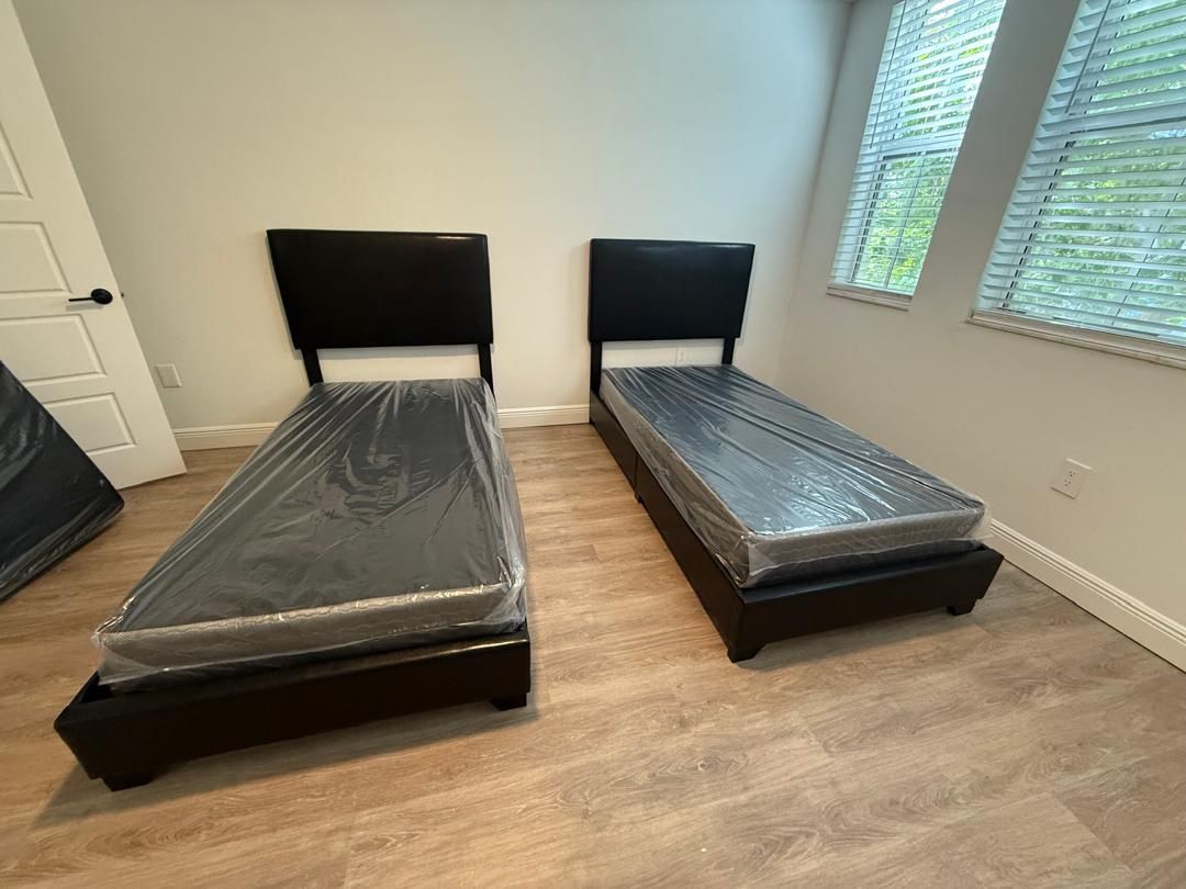 NEW BED FRAME FULL OR QUEEN WITH MATTRESS AND BOX SPRING  