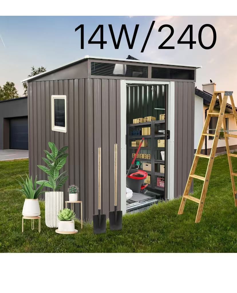 6ft x 5ft Outdoor Metal Storage Shed with Window Transparent Plate $