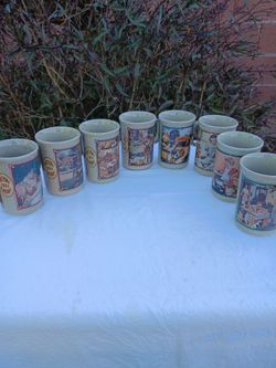 7 BRAND NEW WATKINS MUGS WITH DIFFERENT YEARS ON THEM