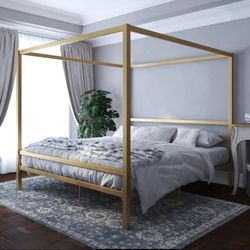 Cara Gold Canopy King Bed Frame