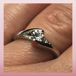 New Silver Plated 8mm Cubic Zirconia Size 10 Ring Anillo