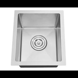 Attop Brushed Stainless Steel 13" Single Bowl Undermount Sink with Strainer