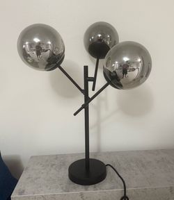 Restoration Hardware Modern 3-Light Smoked Glass Globe Table Lamp
