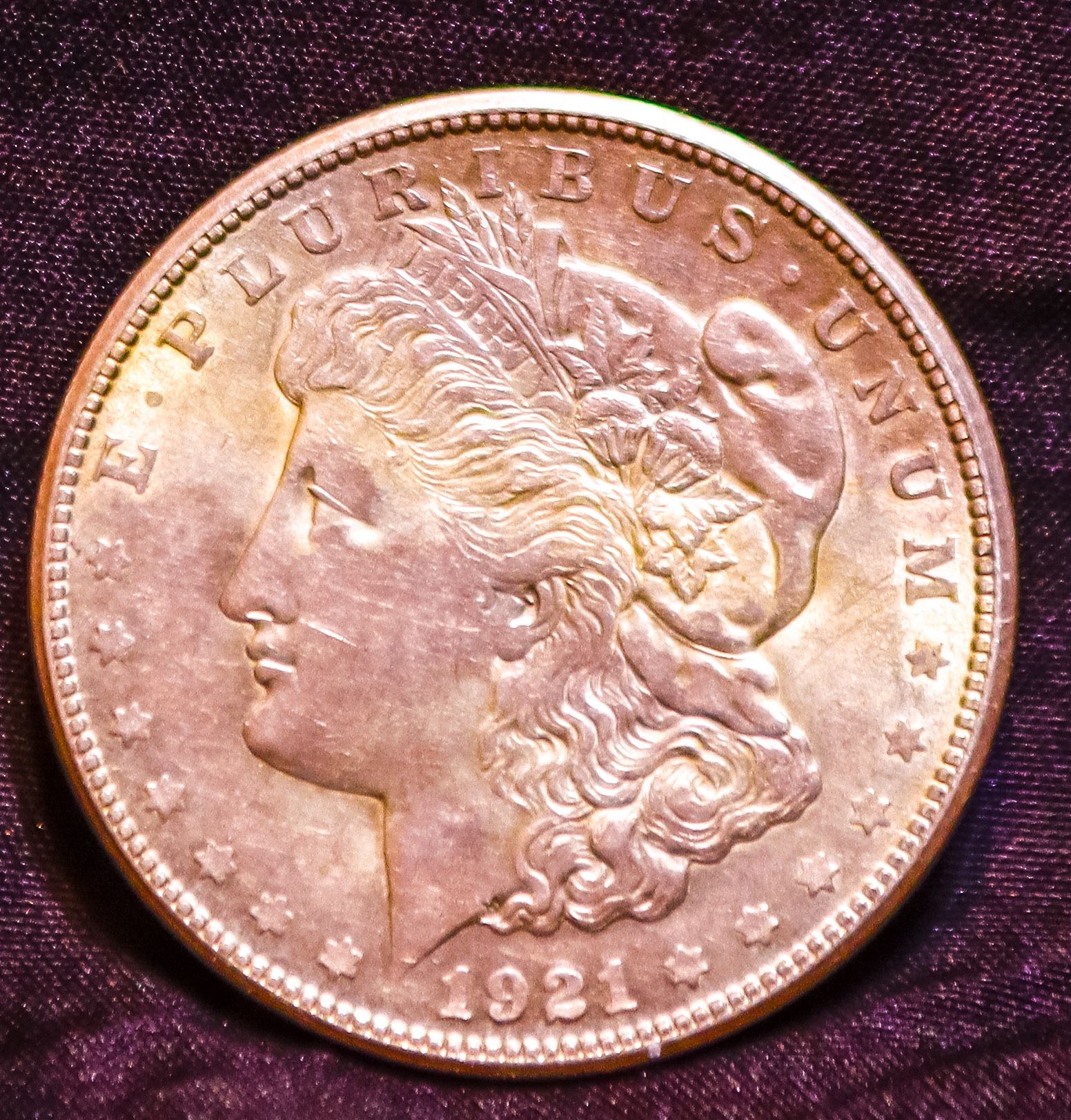 1921 Morgan Silver Dollar Micro S Error Coin