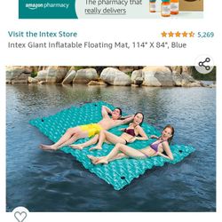 Intex Giant Inflatable Floating Mat, 114" X 84", Blue


