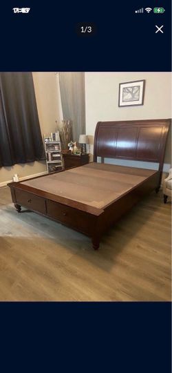 Queen sleigh bed with storage and nightstand  bedroom set