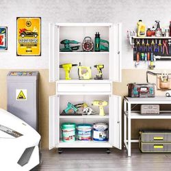 ❤️‍🔥 #H 31.5 in. W x 72.8 in. H x 15.7 in. D Adjustable 2-Shelf Steel Freestanding Cabinet