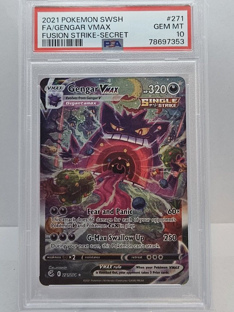 PSA 10 Gengar Vmax #271 Pokemon Fusion Strike 2021