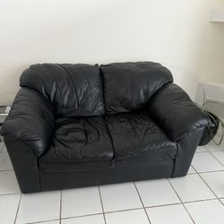 Black Leather Small Sofa  (PRICE DROP)