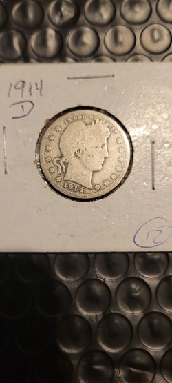1914-D Barber Silver Quarter - VG Condition