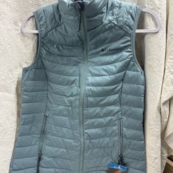 Columbia Women's Light Teal Puffer Omni Heat Full Zip Insulated Vest XS New