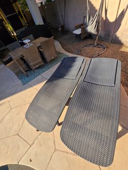 Pool loungers and hammock