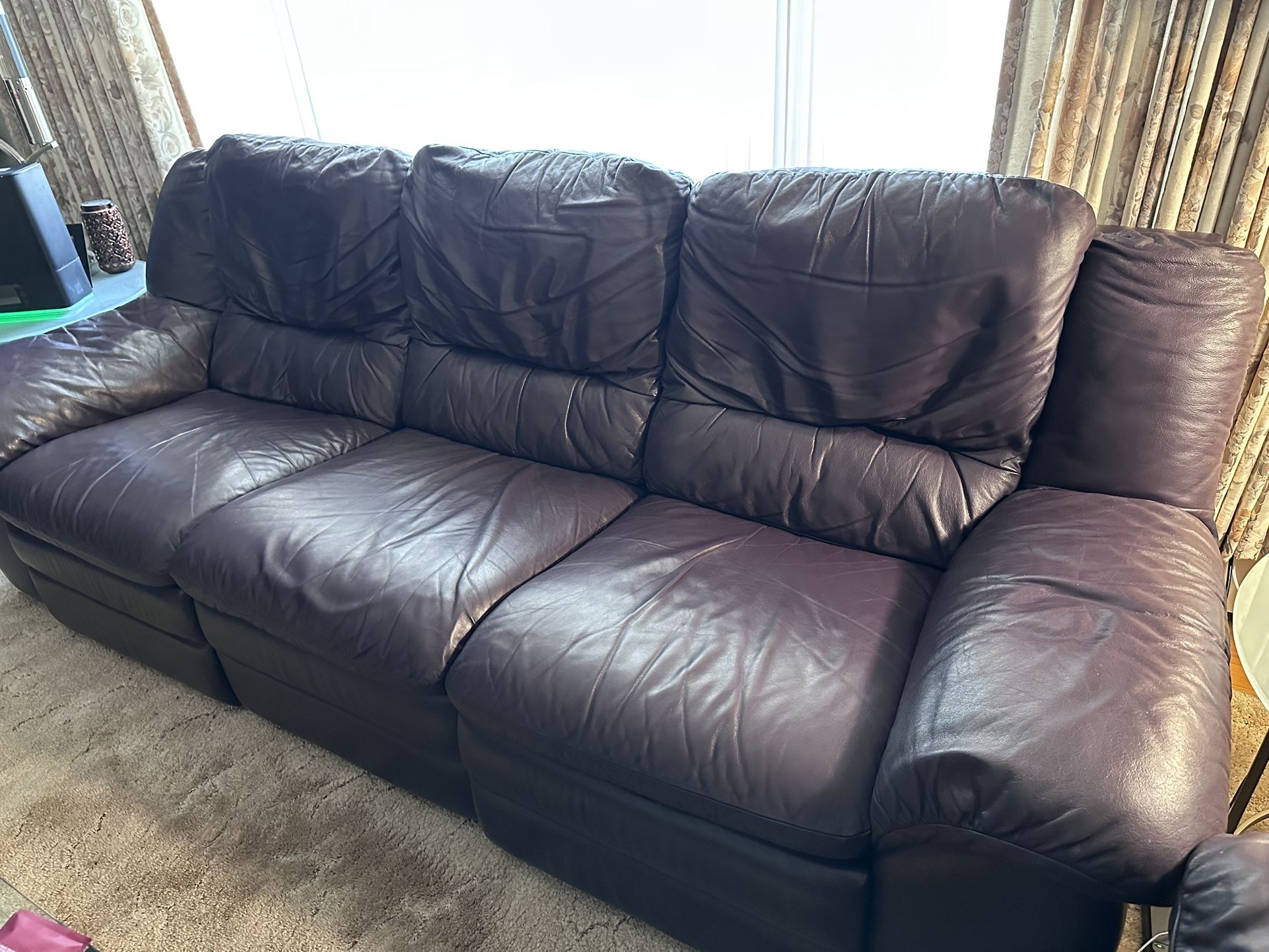 Natuzzi Leather Couch, Love Seat And Recliner