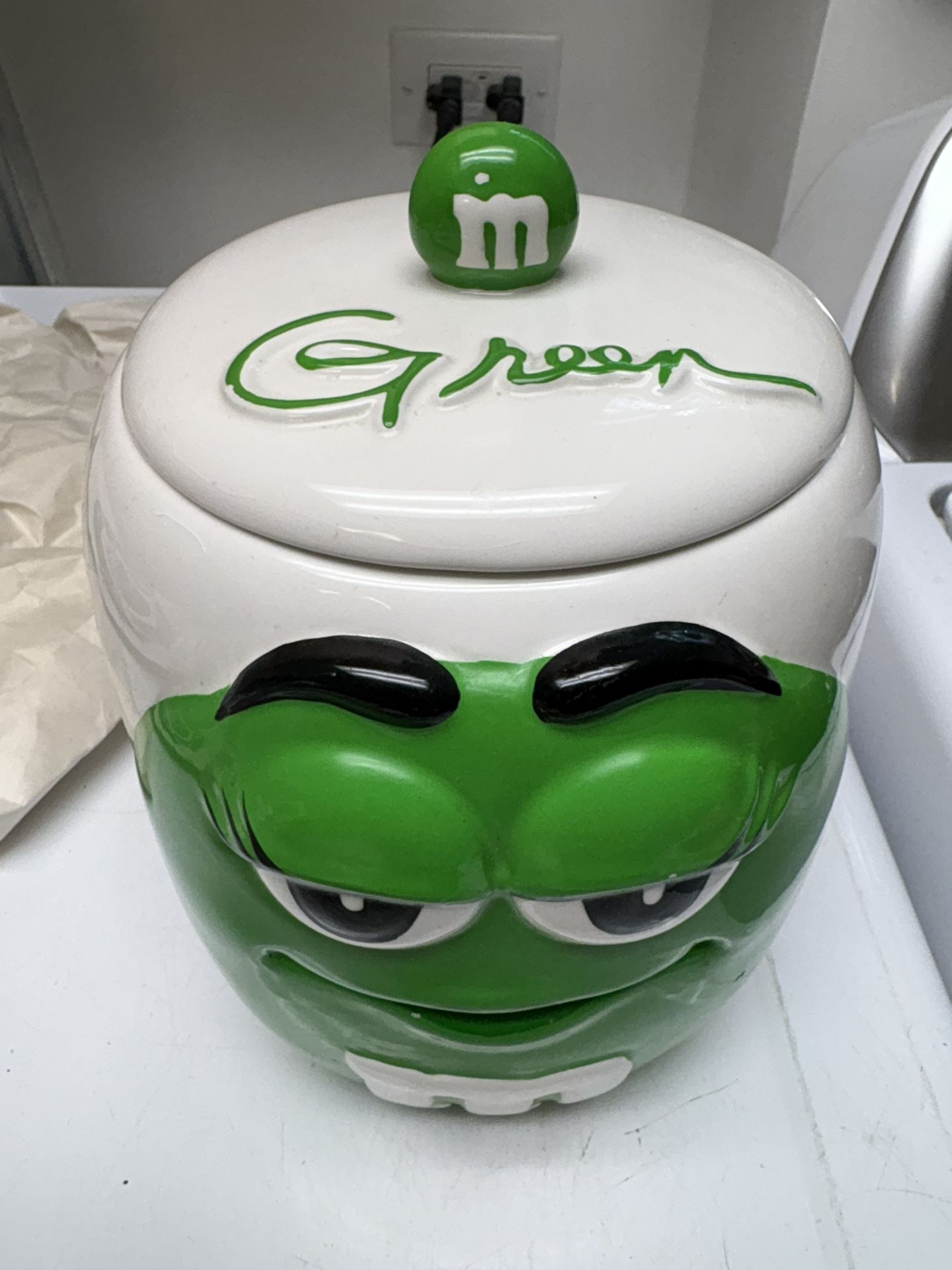 Vintage Green MGM Ceramic Candy/Cookie Jar Lady 2003