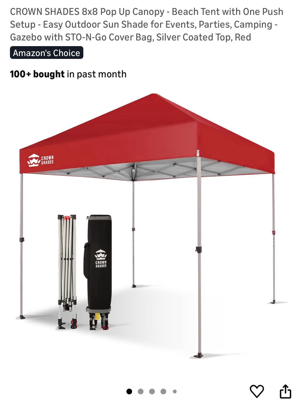 Pop Up Canopy 8x8 Red New In Box