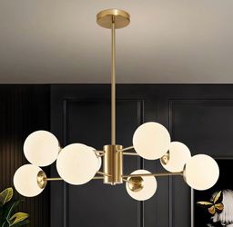 Mid-Century Modern Sputnik Chandelier Gold 8-Light