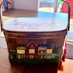 Vintage Hand Painted Artist Signed Purse Wood Lined Perfect!