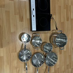  Coocktop, Pots And Pans Set By Cuisinart…Cocina de Inducción y juego de hoyas y sartenes Cuisinart 