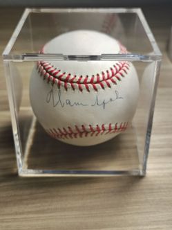 Autographed Signed Warren Spahn baseball.