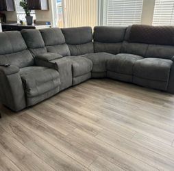 Gray Microfiber Reclining Sectional Sofa