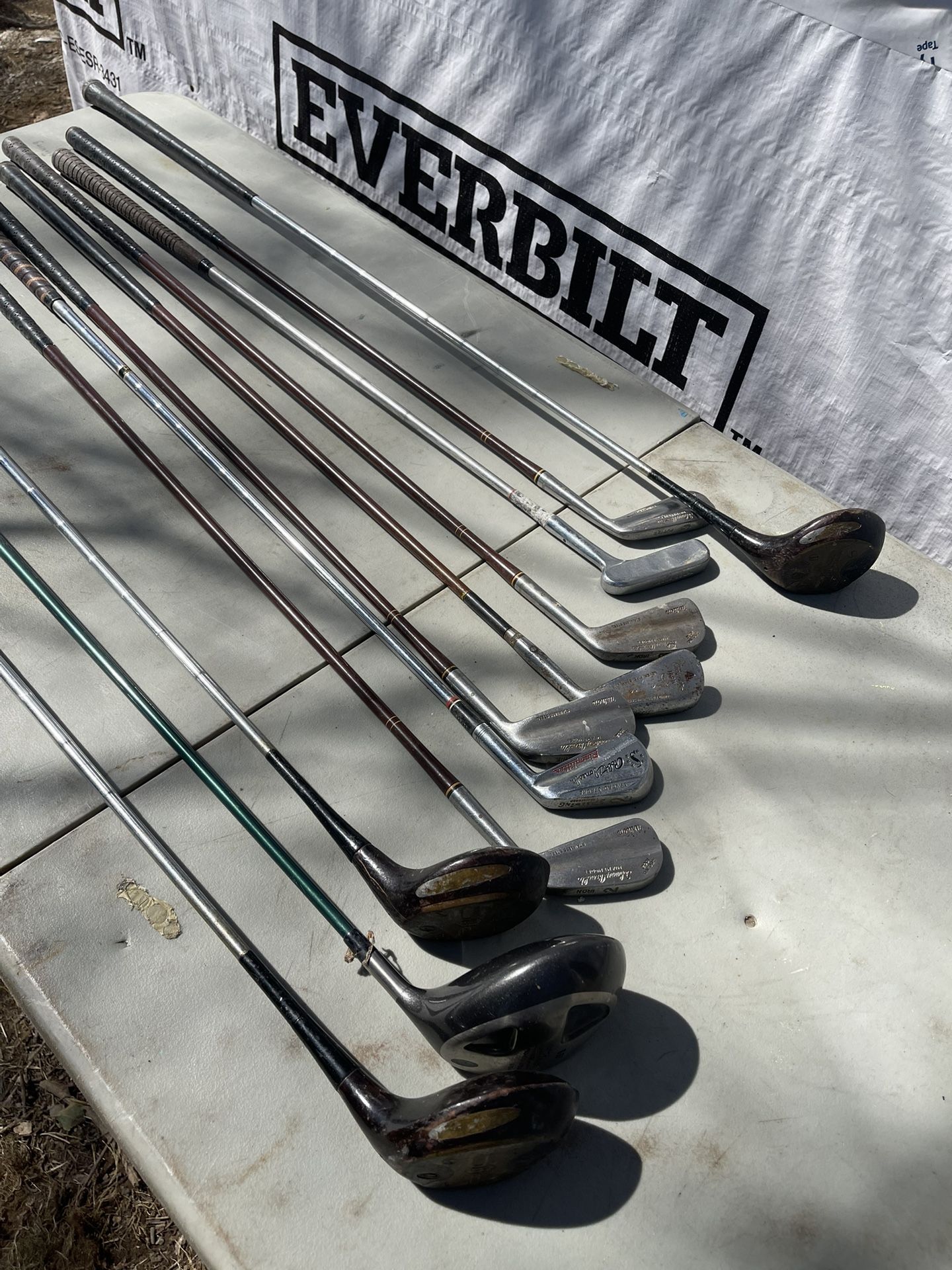 Vintage golf clubs and bag