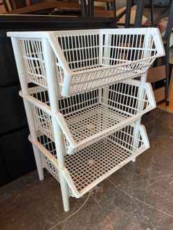 3-Tier Plastic Storage Basket Shelf