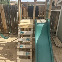 Swing Set With Slide And Climbing Wall
