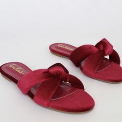 Red Wine Flats Sandals , Size:7 New! Price :18