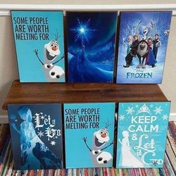 Six Disney Frozen Wall Arts Prints on Wood 13x19 Inches $15 for all 