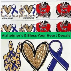 Alzheimers Awareness & Bless Your Heart Waterslide Transfer Decals