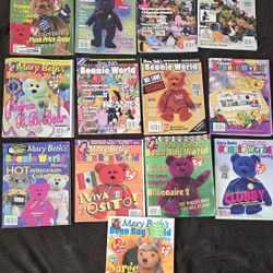 Vtg. Ty Beanie Babies Beth's World Magazines Lot Of 13 Pre-owned  Very Rare!