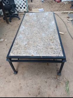 Granite And Wrought-iron Outdoor Coffee Table