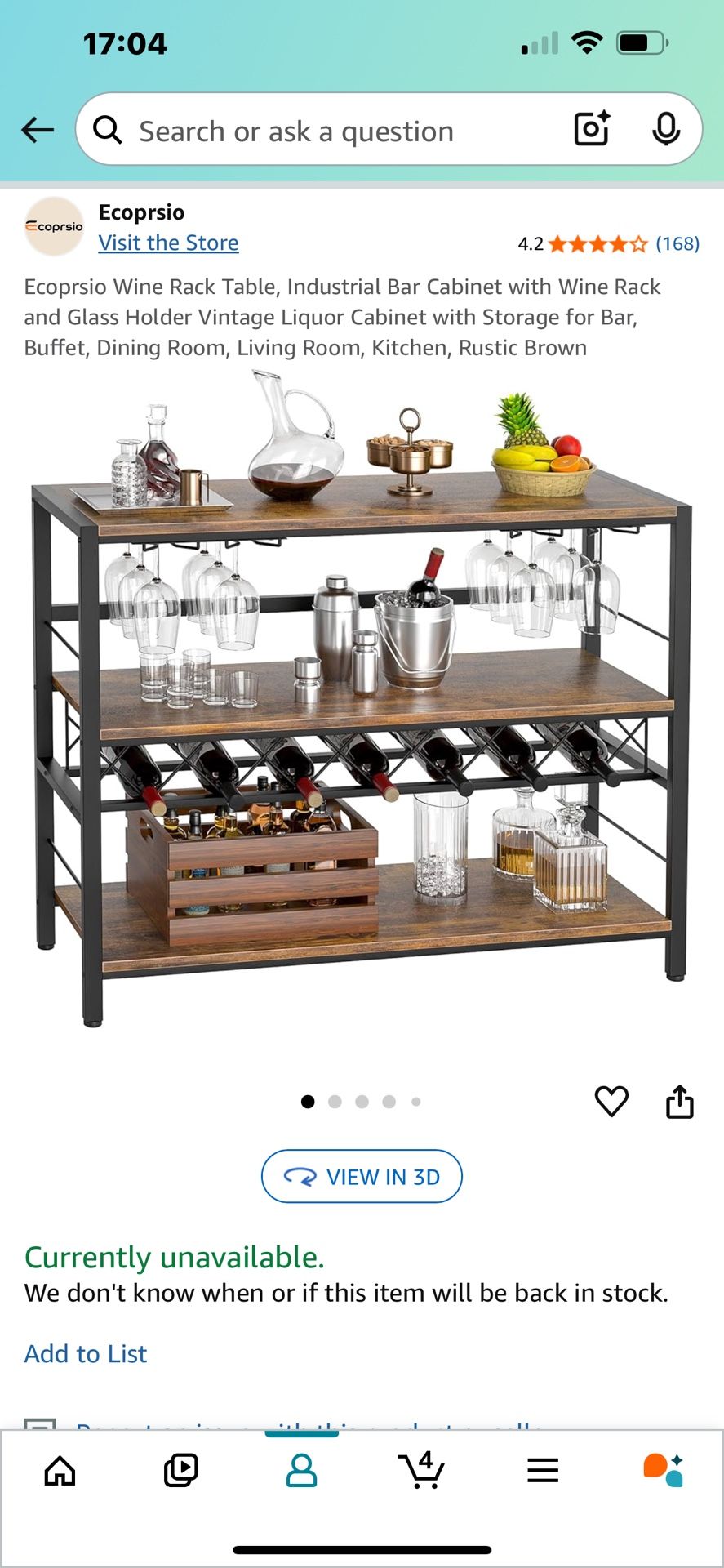Coffee / Wine Bar Table