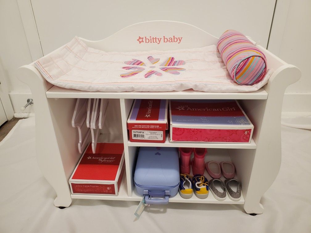 American Girl Bitty baby Changing Table & Bed & closet & organizer.
