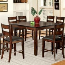 Brand New Dark Cherry 9pc Counter Height Formal Dining Table Set 