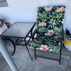 Glass Table & 1 Chair With Cushion