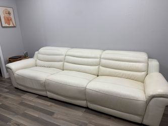 Cream Leather 3-Seat electric Recliner Sofa